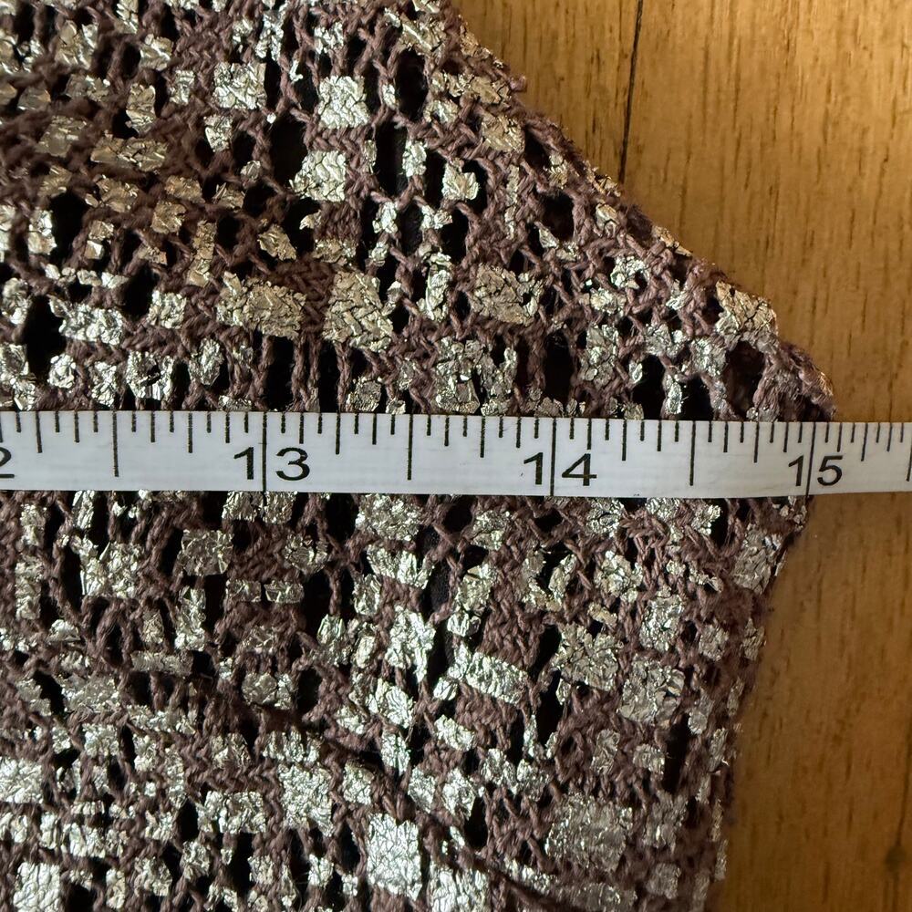 Guess Brown Silver Metallic Knit Sleeveless Mini Dress Size 5 Party Club Y2K - Picture 4 of 14